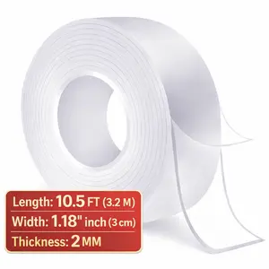 the day 2026 Upgrade Heavy-Duty Transparent Nano Tape, 10ft Double-Side Adhesive Mounting Strips, Multi-Surface Compatible, Renter-Safe, Easy Application, Precise Measurement, Stretchable Residue-Free Removal, Washable for Room Decor Picture Hanging