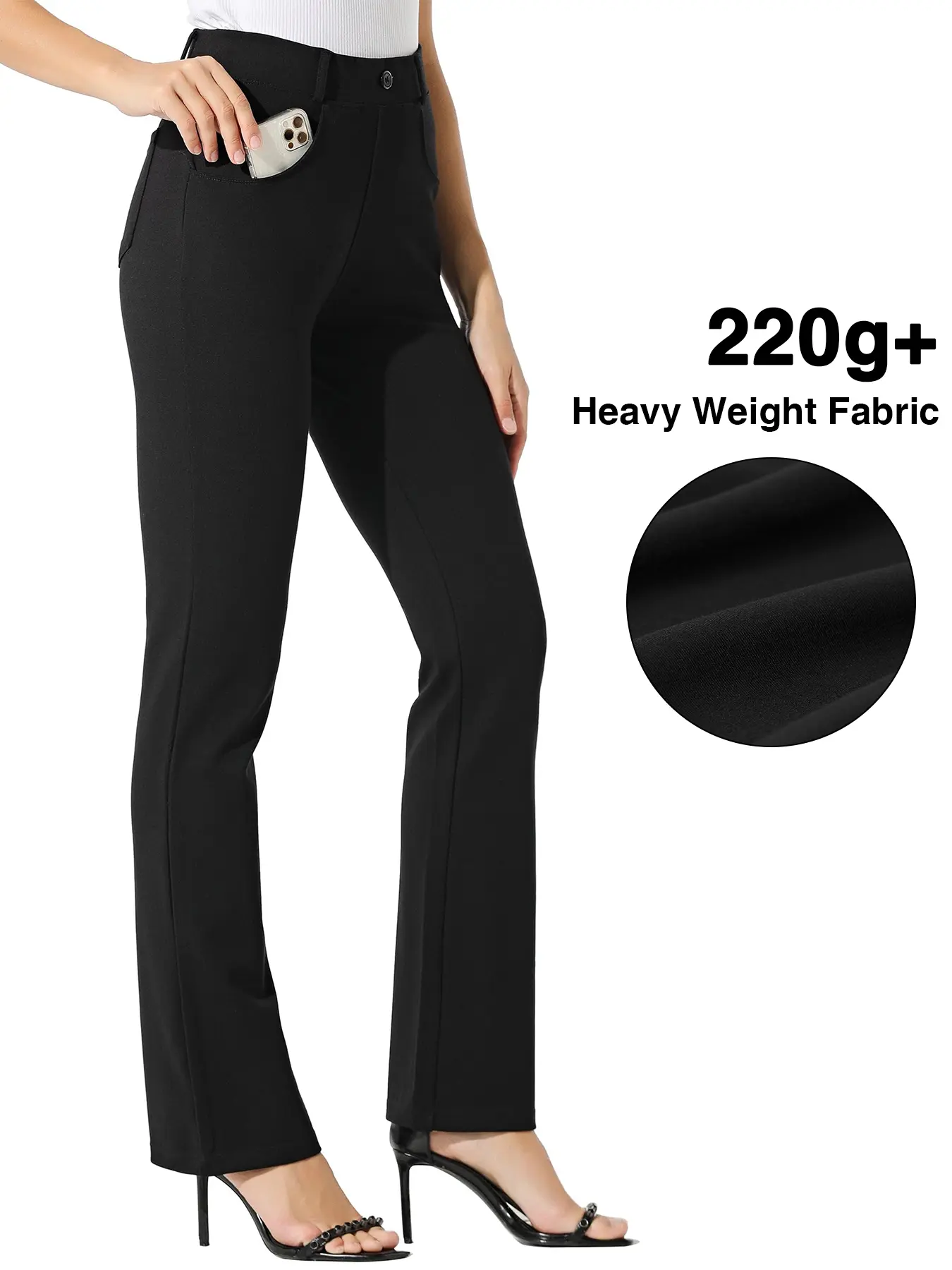 Women's Yoga Dress Pants Bootcut Stretch Work Slacks Office Casual Pants Belt Loops 4 Pockets