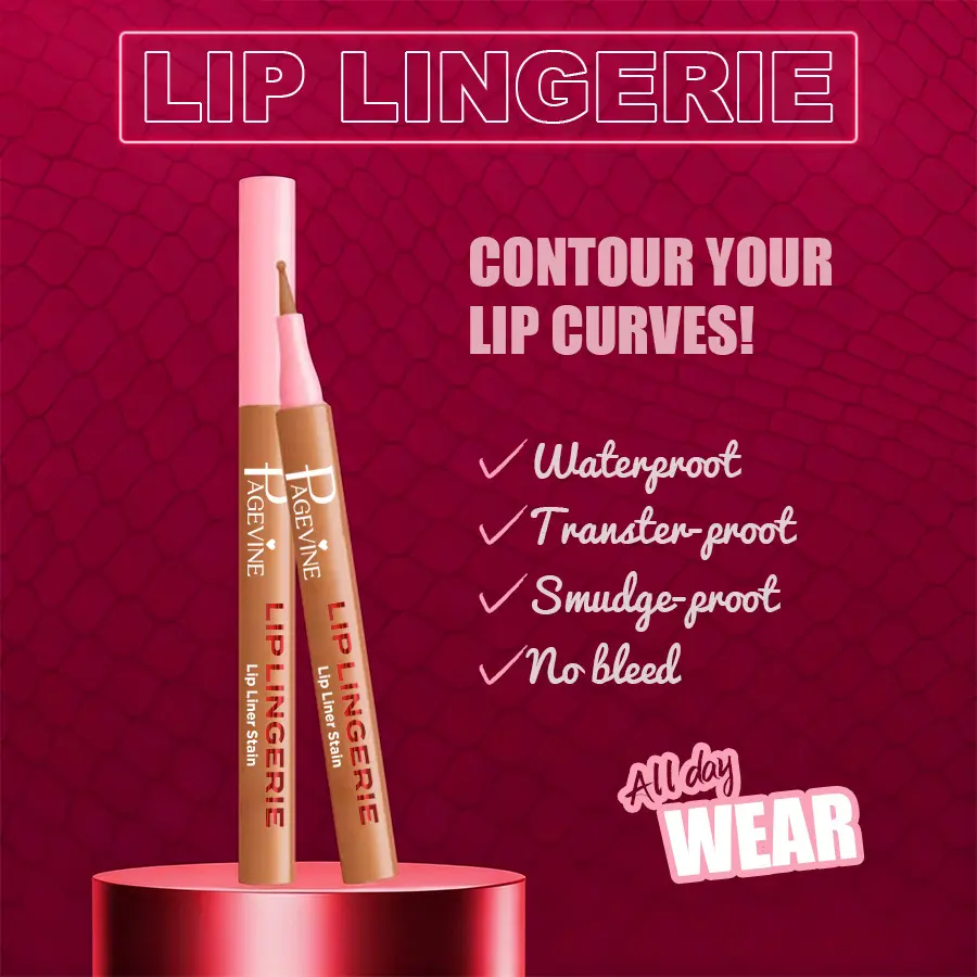 PAGEVINE Lip Lingerie Round Tip Lip Liner Stain Waterproof & Smudge-Proof Sculpting Felt Tip Lip Pen for Precise Contouring & All Day Wear