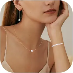 3 Pcs Set of Elegant Pearl Jewelry: Women's Necklace, Bracelet, and Earrings, Elegant Valentine's Day Gift for Wife, Girlfriend, Proposal, Wedding, Anniversary, Etc