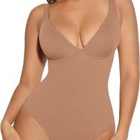 Sleeveless Deep-V Neck light coffee