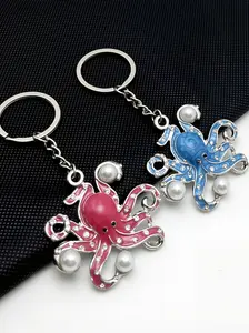 Creative Octopus Claw Keychain, Metal Key Ring, Backpack Pendant, Jewelry Gift, Simulated Squid Model Car Accessory