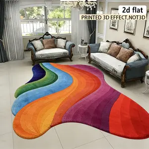 2D flat, colorful wave-shaped pattern living room carpet irregular high-end bedroom headboard sofa coffee table dressing table stool pad