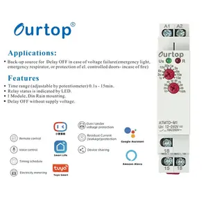 0.1s-15min ATMTD-M1 Off Delay Time Relay Electronic 16A AC/DC12-240V CE Approved
