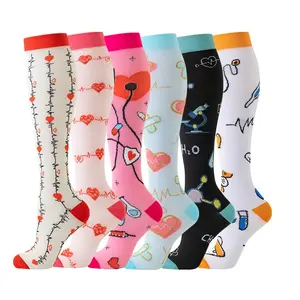 MhzyCaus 6 Pairs Calf Compression Socks for Women & Men – Cozy Chic Patterned Socks, Dots Detail Design, Calf-Length Fashion Fit, Moisture-Wicking Breathable Comfort, On-Point Look for Office & Travel
