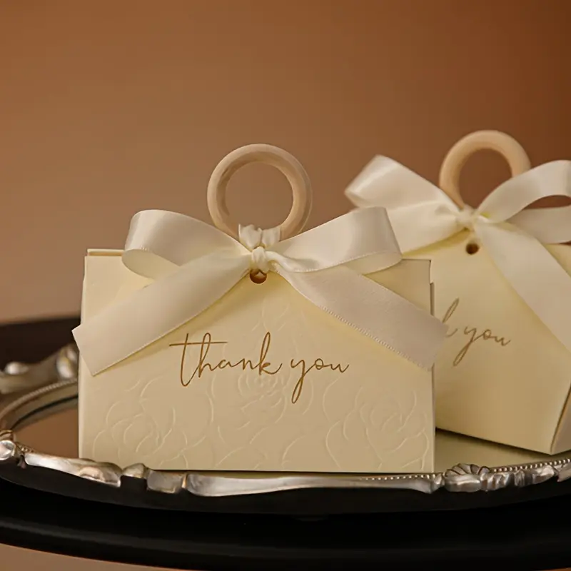10 Pieces Triangle Thank You Candy Boxes, Thank You Gifts, Deluxe Gift Box, Valentine's Day Gift Lipstick, Jewelry Packaging with Bowknot, Gift For Birthday, Wedding Mother's Day Birthday Party