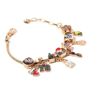 Love TS Singer Charm Pendant Bracelet - Adjustable Two-Piece Design with Unique Beads, Vintage Style, Ideal Gift for Women