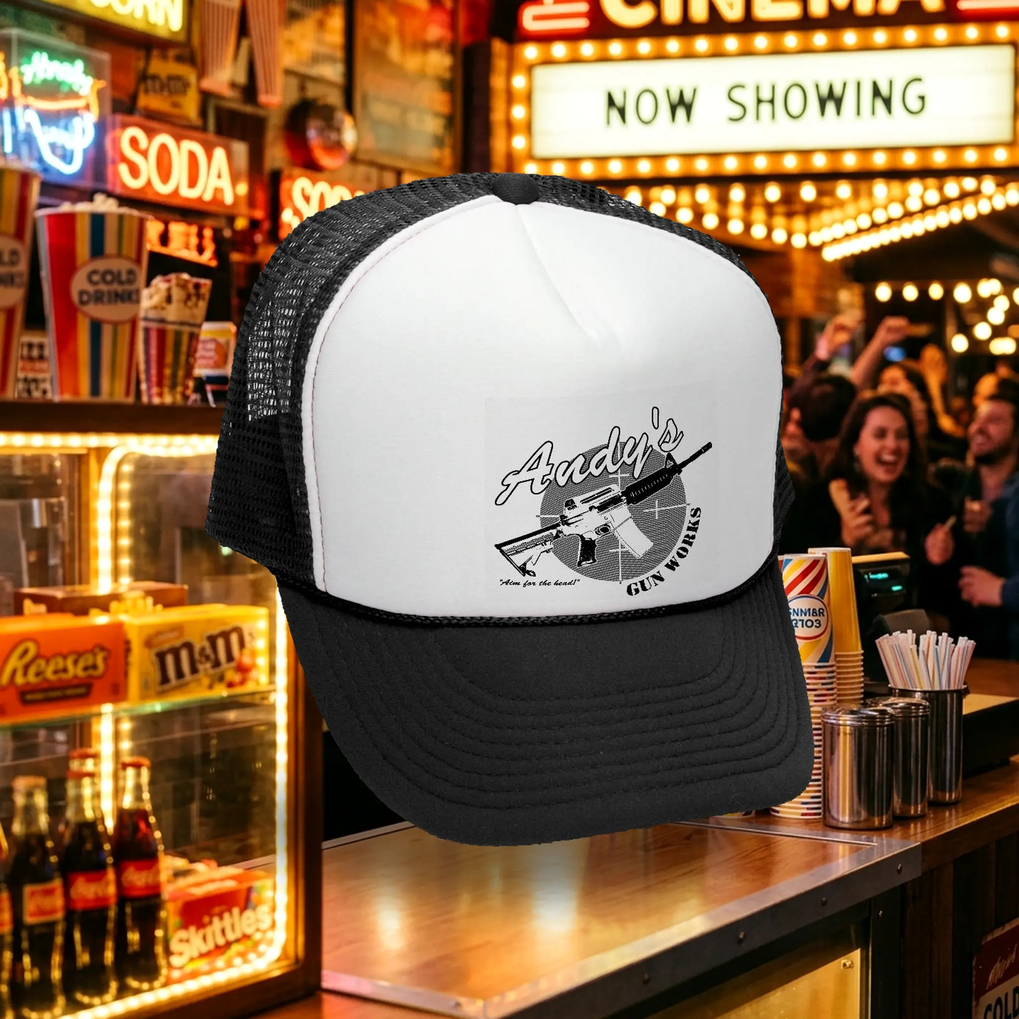 Dawn of the Zombie Trucker Hat, Unisex 5-Panel Polyester Foam Front Cap with a Flat Bill, Adjustable 1 Size Fit with Mesh Back, Flat Bill Hats, Brand New, Adjustable Strap