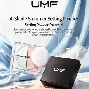 UMF 4-Color Ultra-Fine Loose Makeup Powder, Honey-Infused Silky Waterproof Lightweight Setting Powder with Caramel & Apricot Shades for Flawless Finish