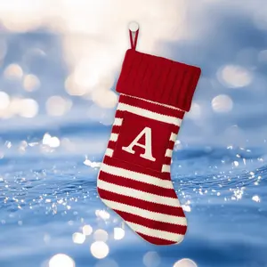 Kn Striped Monogram Christmas Stocking - Wonrshop ™
