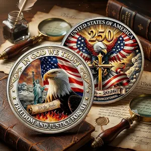In God We Trust Freedom And Justice 3D Coin, America Anniversary Patriotic Coin, History Enthusiast Gift For Coin Collector, 3D Coin Gift