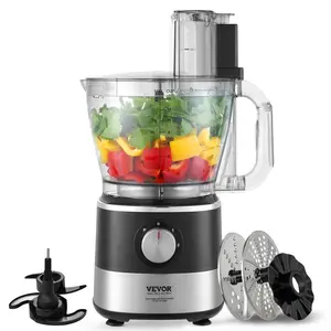 TikTokShopBlackFridayVEVOR Food Processor, 14-Cup Vegetable Chopper for Chopping, Mixing, Slicing, and Kneading Dough, 600 Watts Stainless Steel Blade Professional Electric Food Chopper, Easy Assembly & Clean, Black