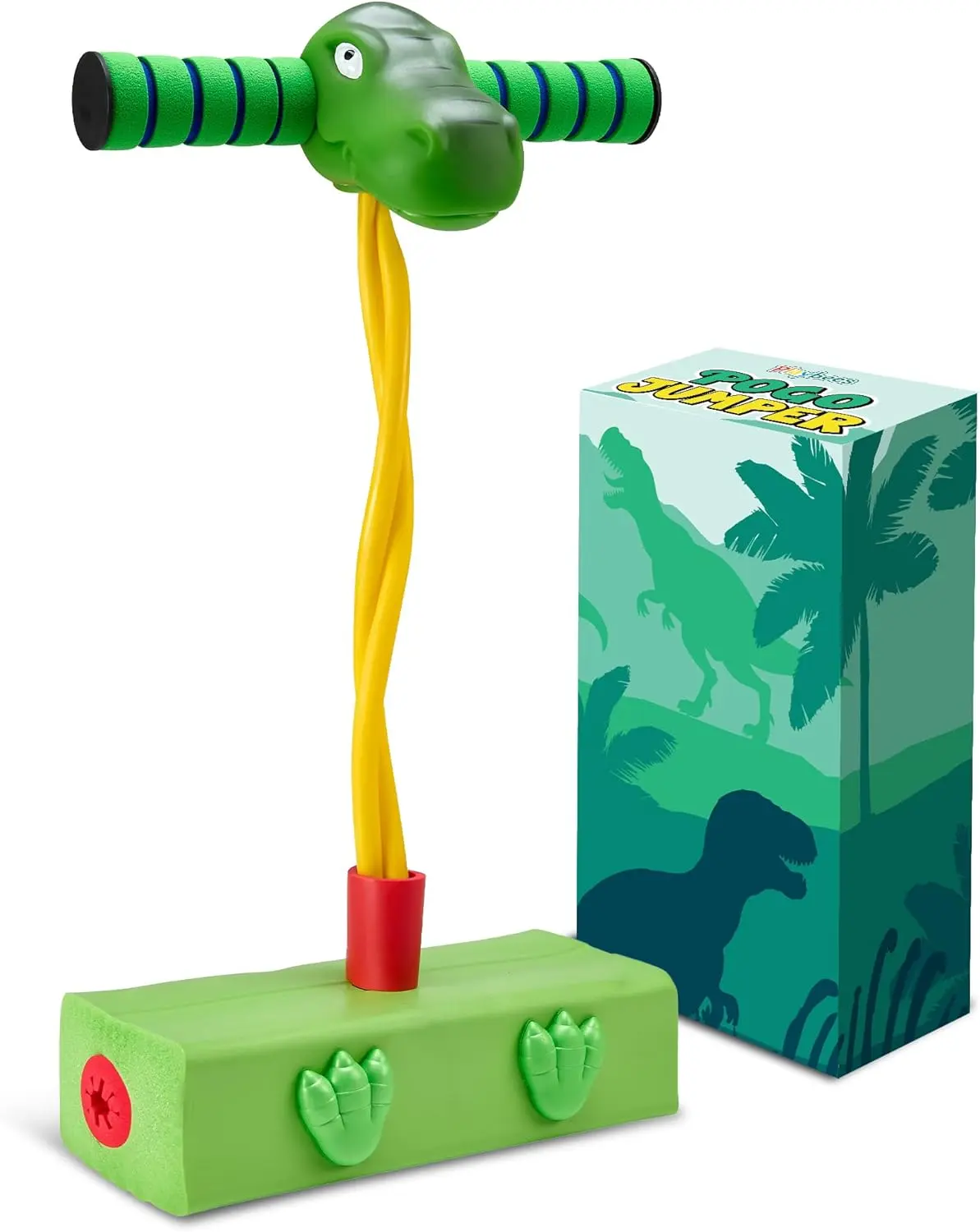 Playbees Foam Pogo Stick Dinosaur Jumper for Kids 3-7 Years Old Coolest Toys for 5 Year Old Boys Themed Bungee Pogo Inside & Outside Fun USA