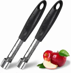 [New Deal] - 2PCS Apple Cupcake Corer, Fruit Vegetable Core Remover, Profession Healthy Stainless Steel Apple Remover Household Kitchen Tool for Fuji, Pears, Bell Peppers - Black