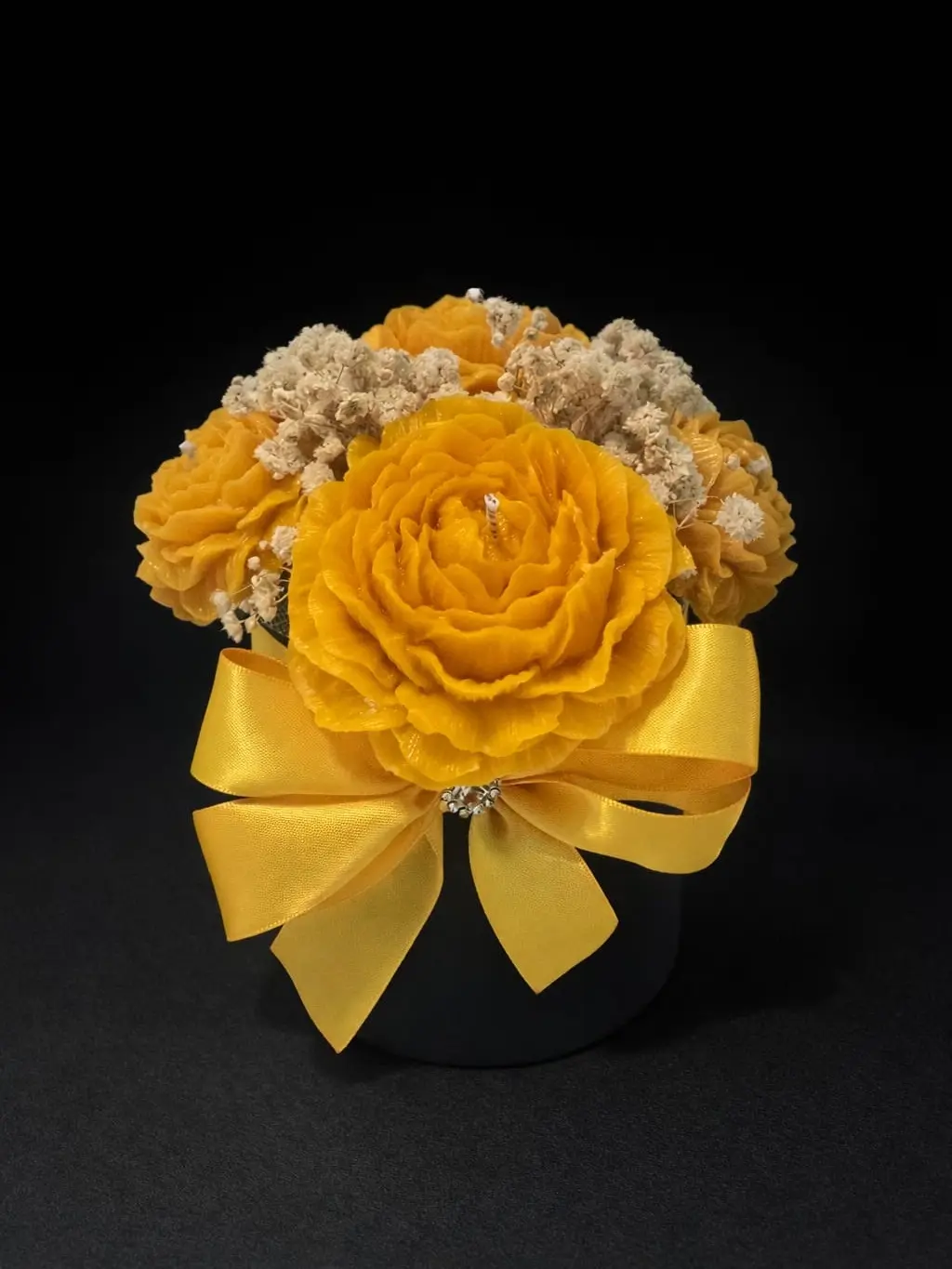 Yellow Rose Candle Bouquet Mini Arrangement