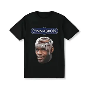 Men's Cinnabon LeBron James Meme Round Neck Short-Sleeve Streetwear T-Shirt, Unisex Essential Soft Relaxed Cotton Top, Lightweight Everyday Tee