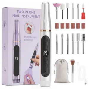 12-in-1 Professional Electric Nail Drill, Cordless Rechargeable Nail File for Acrylic Gel Nails, Portable E-File Manicure Pedicure Kit with Drill Bits
