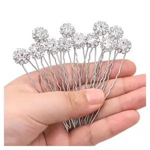 Crystal Bridal Hair Pins Clips Wedding Hair Accessories Hair Set Jewelry with Rhinestone for Brides and Bridesmaids Set of 12 (Silver)