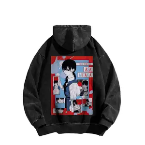 CSM Washed Vintage Anime Hoodie, featuring CSM Washed Vintage Anime Hoodie, featuring "Asa Mitaka"   character graphic -  character graphic - Vintage hooded sweatshirt, cotton material, made in the USA, dark comic street style, loose A-line fit.
