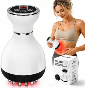 Portable Heated Vibration Meridian Brush 4 Modes 12 Levels Adjustable Body Sculpting Massage Tool Rechargeable Full Body Relax Handheld Massager Ideal Daily Leisure Gift