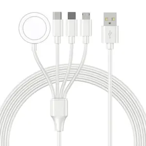 4-in-1 Multiple Cord Charger Cable, Multi-interface Widely Compatible Charger Cable for USB Plug, Smartphone Charging Data Cable Compatible with iPad & Watch & Smartphone & Type-C Series, Smartwatches Accessories, 4 in 1 Charging Cable, Data Sync Cable