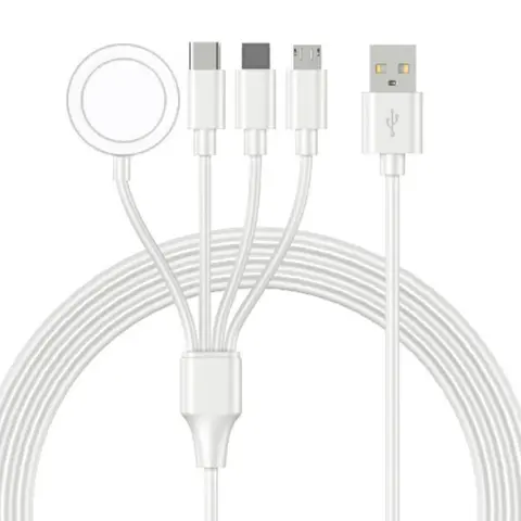 4-in-1 Charger Cable, Multi-interface Charger Cable for USB Plug, Cell phone charger cord, Smartphone Charging Data Cable Compatible with iPad, Watch, Type-C Series, Data Sync Cable, Cord