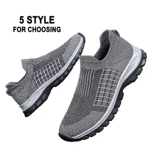 Men's Slip on Walking Shoes Ultra Light Breathable Non Slip Running Shoes Round Toe Slip-On Casual Fashion Sneakers Mesh Workout Sports Athletic Footwear
