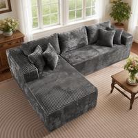108" Grey L Shaped Sofa with Left Chaise
