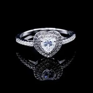 Women’s Heart Moissanite Double Halo Engagement Ring – 2.00 Carat