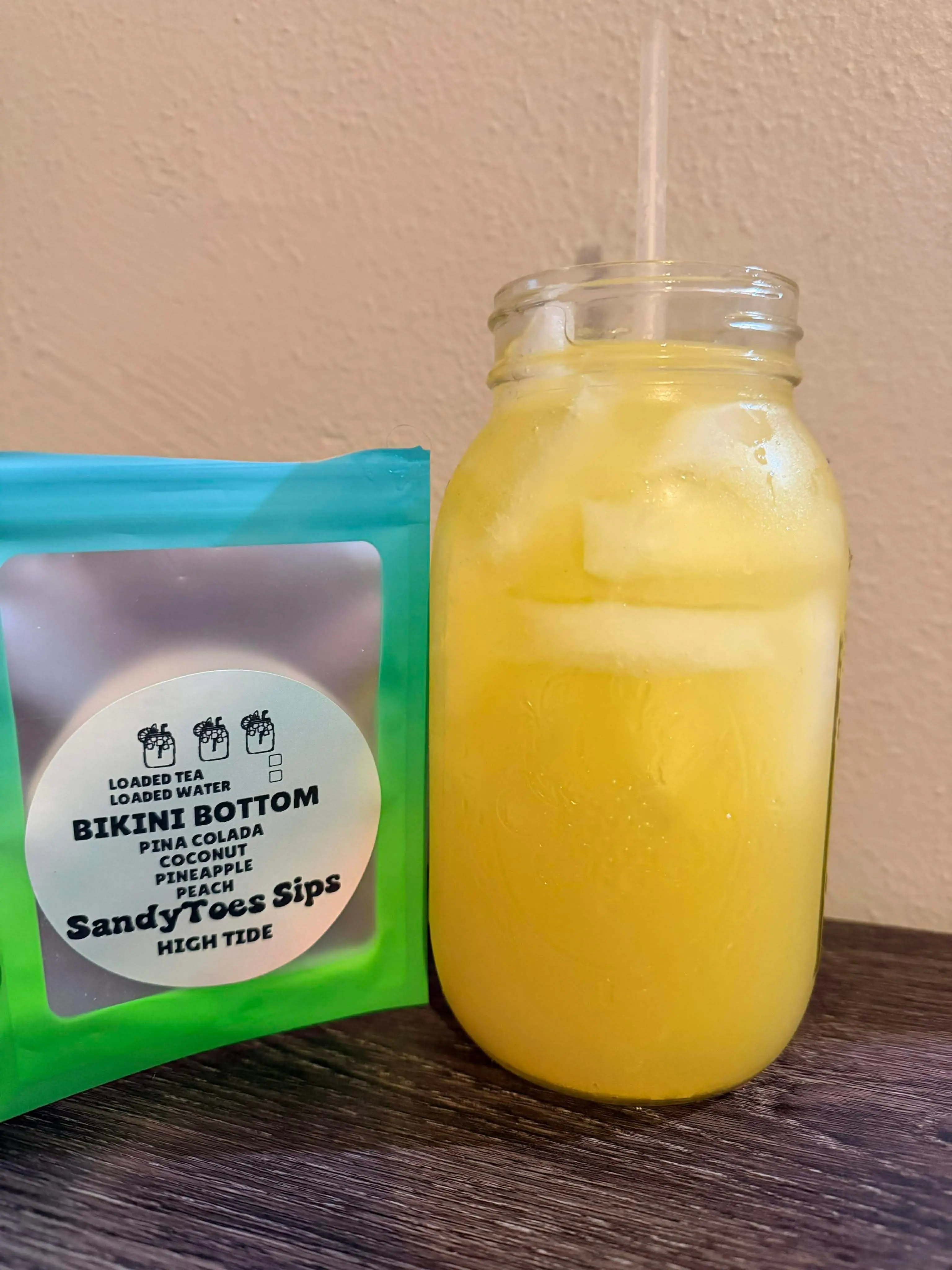 SandyToes Sips Loaded Tea & Beverage - Pineapple, Coconut Flavored, Collagen Infused, Protein Infused, Sugar-Free, Gluten-Free Bottom-Loaded Drink