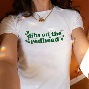 Dibs On The Redhead Baby Tee – 100% Cotton Funny St. Patrick’s Day Crop Top – Y2K Irish Girl Tee 🍀🔥