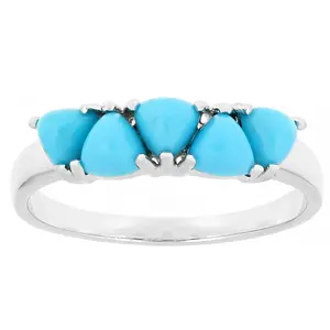 JTV Blue Sleeping Beauty Turquoise Rhodium Over Sterling Silver Ring