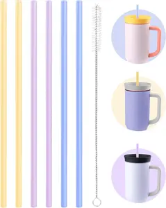Replacement Straws Compatible with  Travel Tumbler 40 oz with Handle12 Inch  Straw for Tal,Rtic 40 Oz Tumbler,Include 6 Pack Straws,1 Pack Cleaning Brush (Yellow, Purple, )