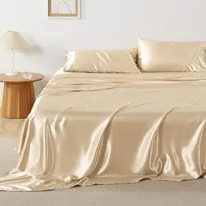 Satin Sheets - Queen Sheet Set, 4 Pcs Queen Bed Sheets, Similar to Silk Sheets, Bed Sheets Queen Size for Hair and Skin, Gifts for Women