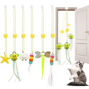 Interactive Cat Toy Set, 6-Piece Indoor Hanging Retractable Cat Toys, Self-Entertainment Cat Toys, Lazy Person Cat Teaser