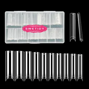 500Pcs No C Curve XXL Square Nail Tips-SWETIDY Clear Acrylic Fake Nails Tapered Square Shape Nail Tips Flattened Half Cover False French Nails for Nail Tech Salons and DIY Nail Art