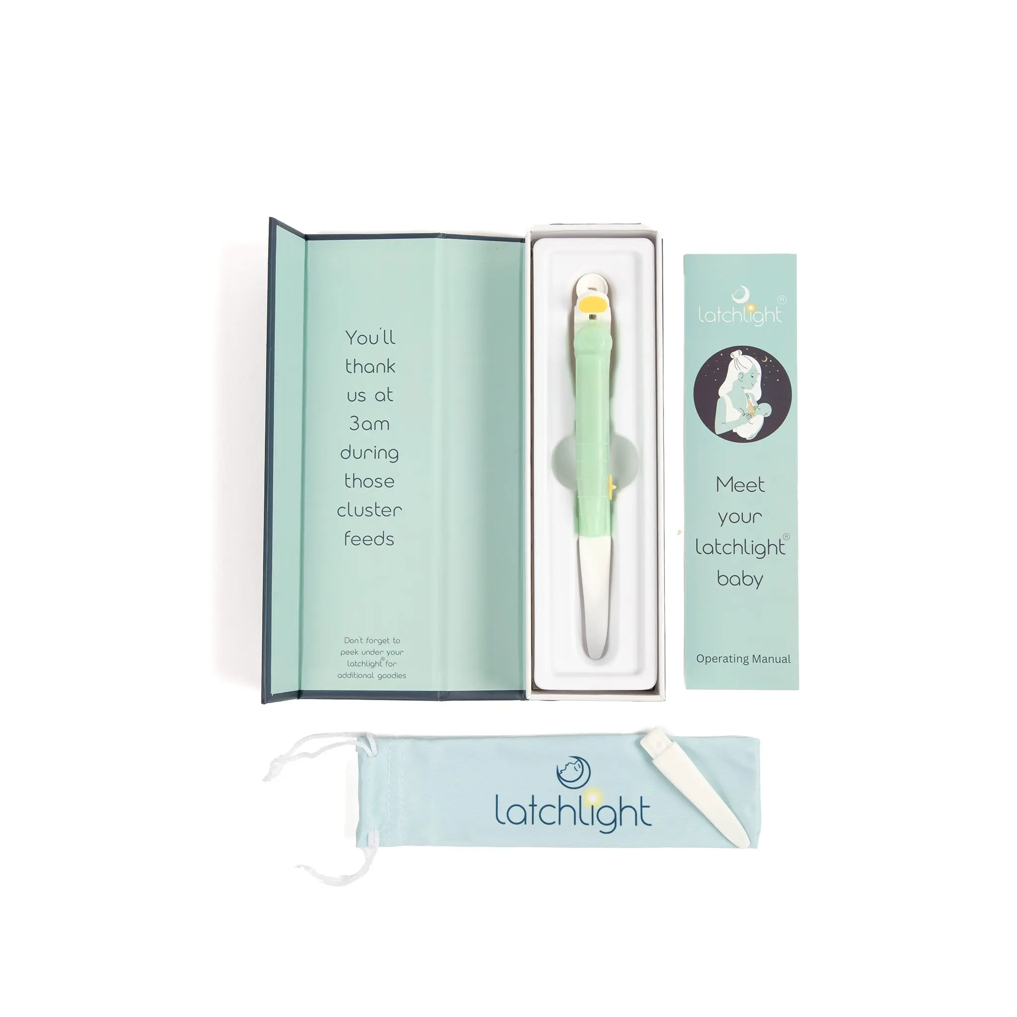 LatchLight: Sleep Friendly Wearable Night Light for Breast/Bottle Feeding. Flexible Silicone Tip for Adjusting Baby's Lips & Latch Positioning. Essential 4 Baby Shower Nursery & Pregnancy Hospital Bag
