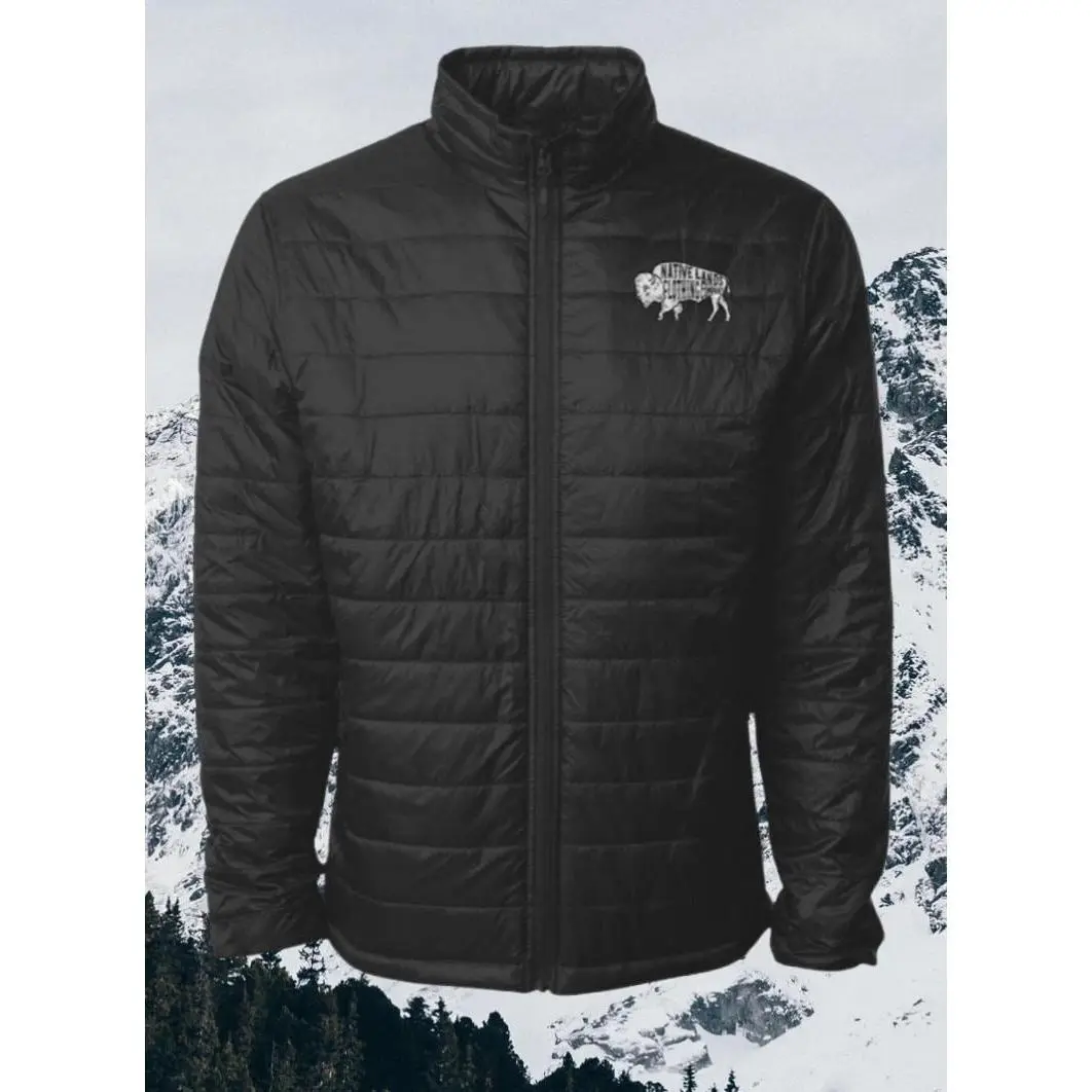 Bison Puffer Jacket Embroidered - First Nations, Canadian Aboriginal, Native American