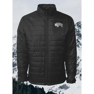 Bison Puffer Jacket Embroidered - First Nations, Canadian Aboriginal, Native American