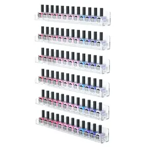 6 Shelves 15 Inch Clear Acrylic Nail Polish Organizer for 66-90 Bottles Multi-Purpose Acrylic Floating Shelves (15 Inch, Clear)