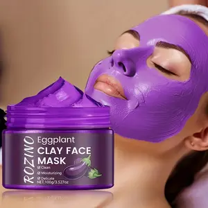 【Ten pack is cheaper】ROZINO Eggplant Mask Clay Face Mask - Natural Skincare with Eggplant & Clay for Cleansing & Moisturizing - Ideal for All Skin Types - 100g