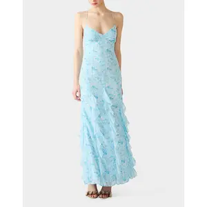 Betsey Johnson PETAL BREEZE MAXI DRESS BLUE