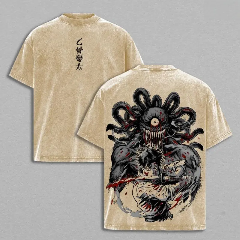Yuta Okkotsu Tee Washed – Jujutsu Kaisen Execution × Culling Game Prelude Movie Edition Vintage Oversized Heavy Cotton Double Printed Anime Manga T-Shirt, Retro Unisex Streetwear Graphic Top, Next Strongest Sorcerer Editio
