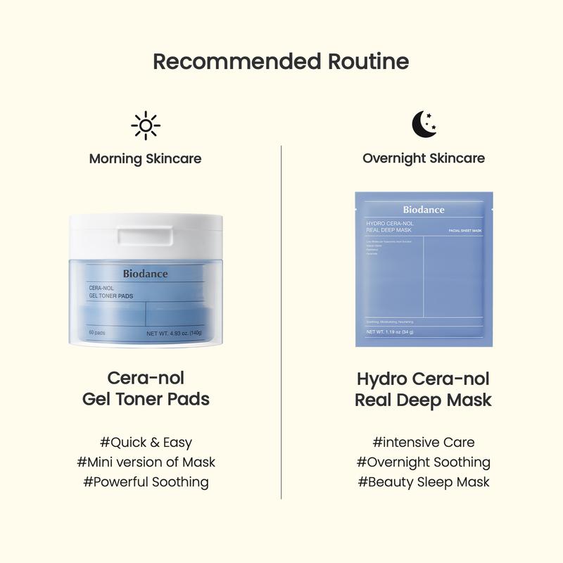 [Biodance Official] Cera-nol All Day hydrating DuoㅣHydro Cera-nol Real Deep Mask & Cera-nol Gel Toner Pads, Double Hydrating