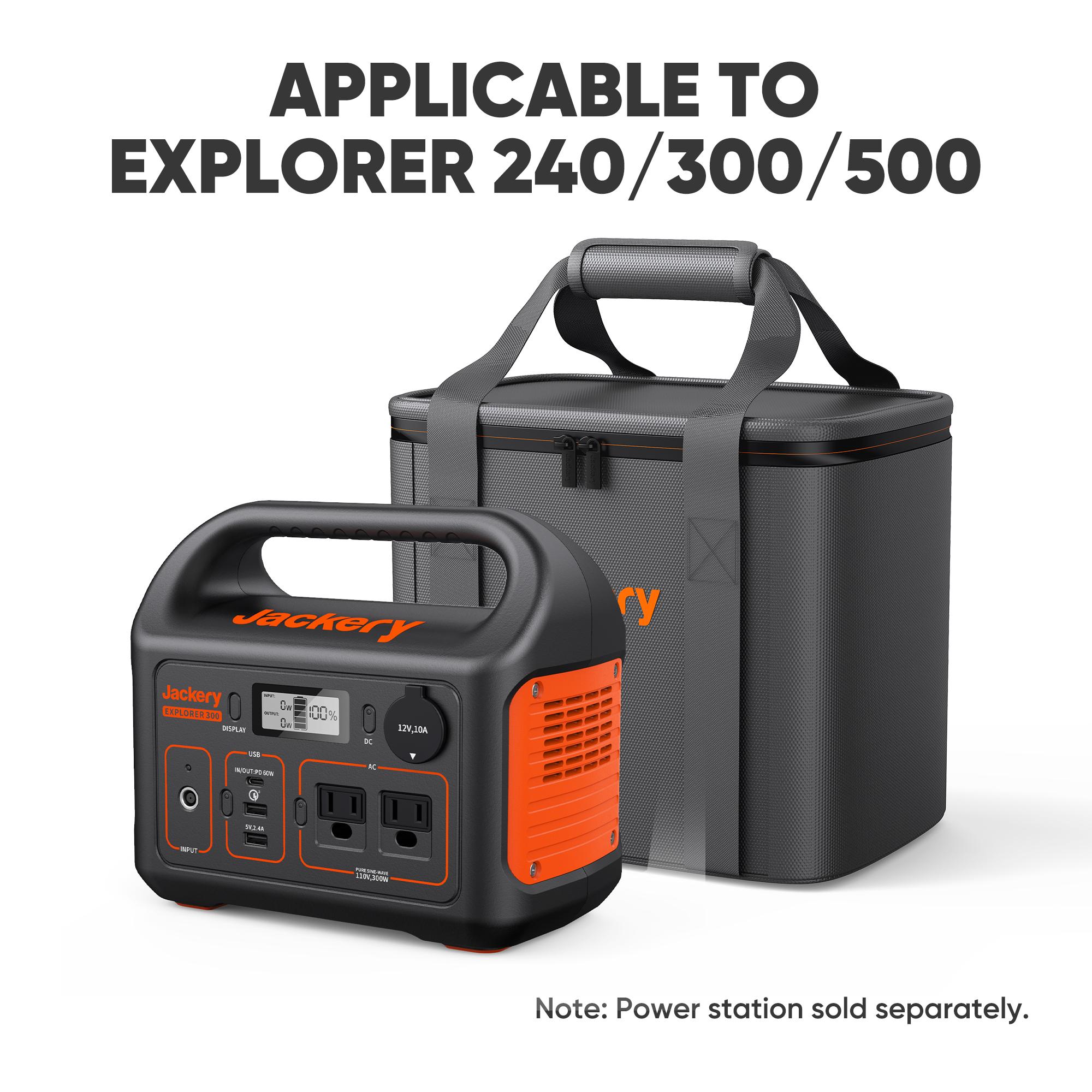 Shop worry-free with Jackery! 30-day easy returns, solid warranty support, quick delivery & up to 5 years of covera Keep your Explorer 240/300/500 safe with this sleek black Jackery carrying case!ge./6