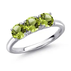 925 Sterling Silver Green Peridot Engagement Ring For Women | 1.65 Cttw | Round 5MM | Gemstone August Birthstone