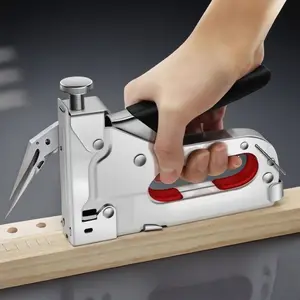 3-in-1 Manual Pneumatic Portable Nailer - Alloy Anti-Jam Strike Pin, 3-Position Magazine for Brad/U-Type/Straight Nails, 10-15mm Hardwood Penetration, Universal for Woodworking, Leather, Drywall & Upholstery - Durable Efficient Tool