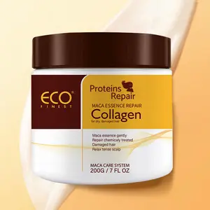 ECO Collagen Hair treatment for Damaged Hair - 500ml Hair Collagen Mask Keratin Protein & Coconut Oil Deep Repair Conditioning Argan Oil Treatment for Curly or Straight Thin Fine Hair Conditioner Haircare Gentle Hair Mask