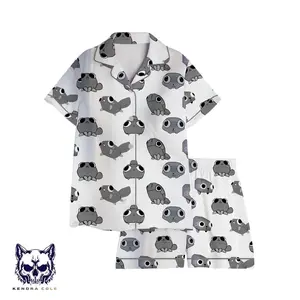 Cute Cartoon Pajama Set Vintage Style Sleepwear for Women, Funny Character Print Pajama Set Cozy Home Wear Outfit