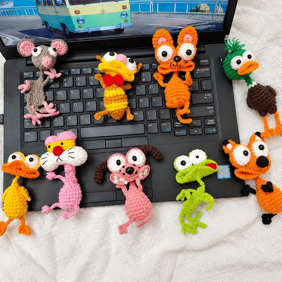 [Combo 2 Random] Handmade Crochet Animal Keychains Cute Frog Duck and Funny Amigurumi Charms